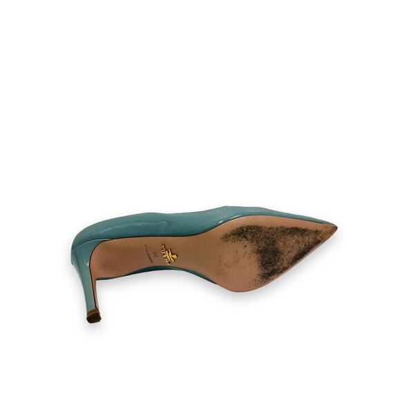 PRADA Blue Patent Leather Pointed Toe Heels 100 mm Pumps 39 US 9 - Picture 8 of 8